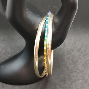 Gold Tone and Rainbow Bangle Set
